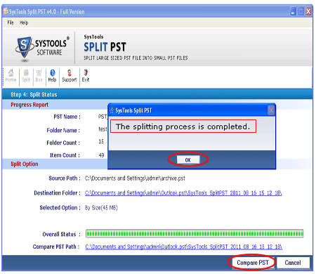 Splitting PST files in Outlook  4.0